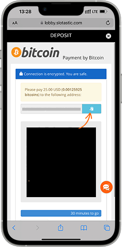 Slotastic: Deposit with Bitcoin
